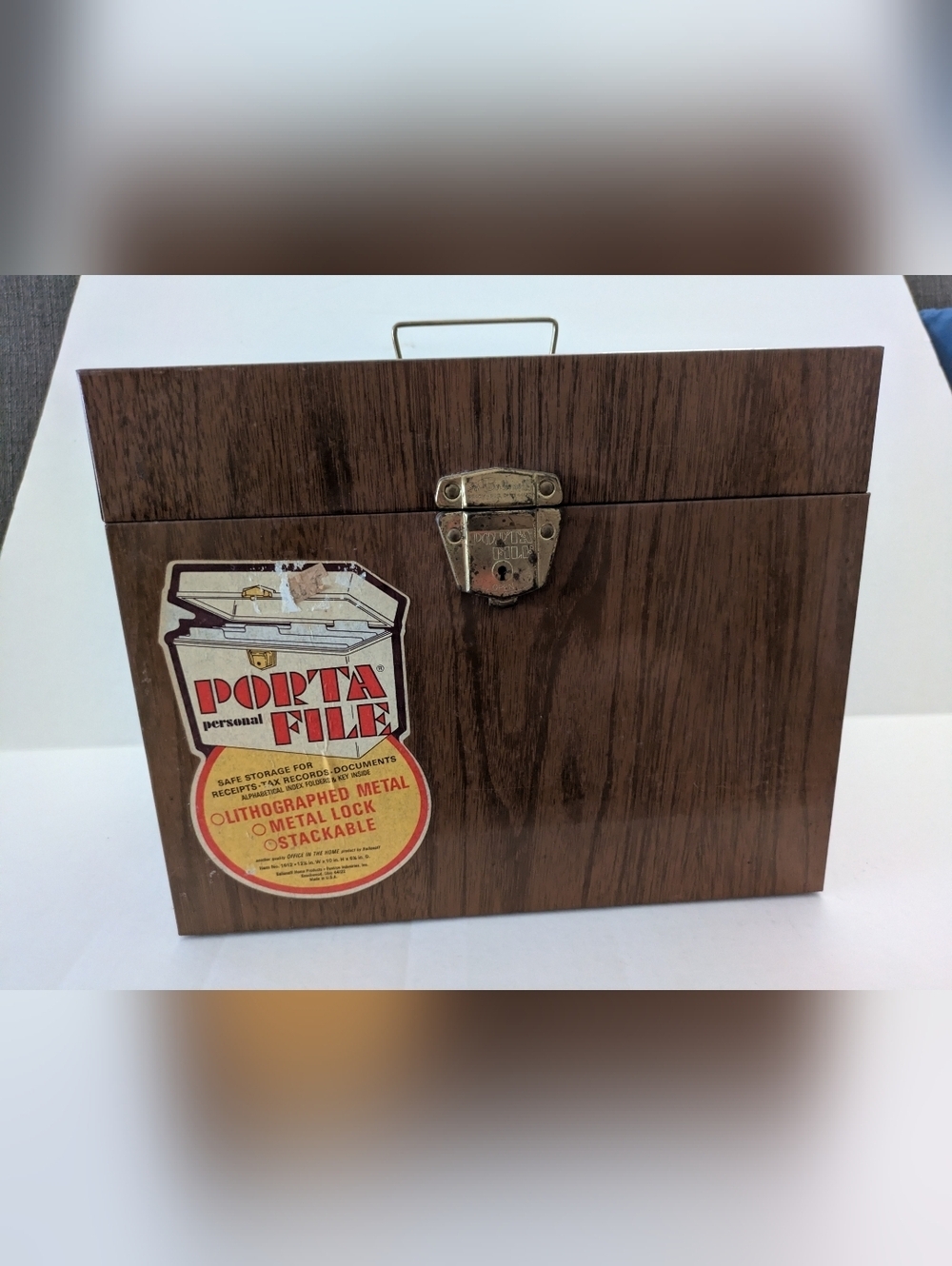 Vintage Ballonoff Porta File Metal Woodgrain File Box-Without Key